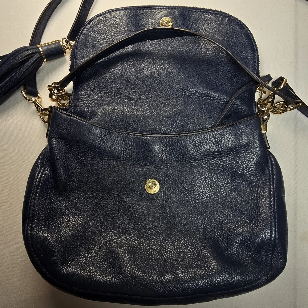 Michael Kors Navy Leather Crossbody Bag
